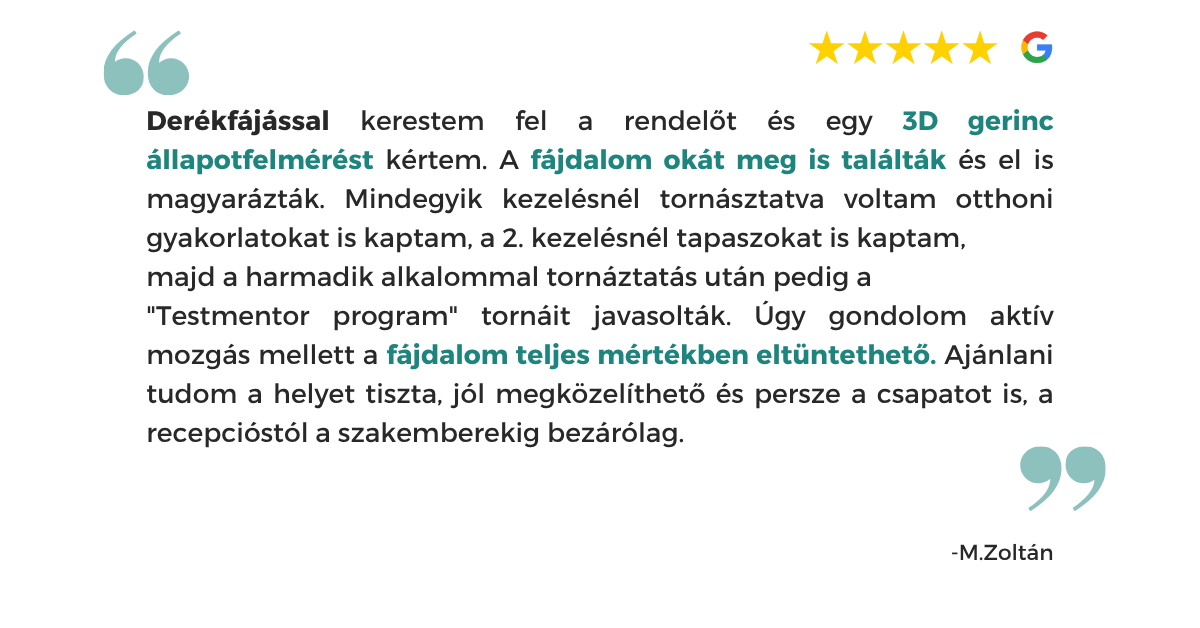 IDIAG M360 3D gerinc állapotfelmérés - vizuális eredmény